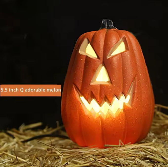 Jack-O'-Lantern Glowing LED Pumpkin - Spooky Gothic Holiday Ambiance | Nocturne Decor
