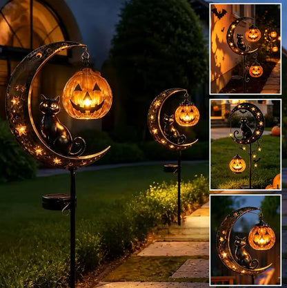 Midnight Feline Metal Garden Stake — Spooky Halloween Solar Pathway Light | Nocturne Decor