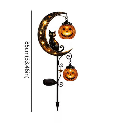 Midnight Feline Metal Garden Stake — Spooky Halloween Solar Pathway Light | Nocturne Decor