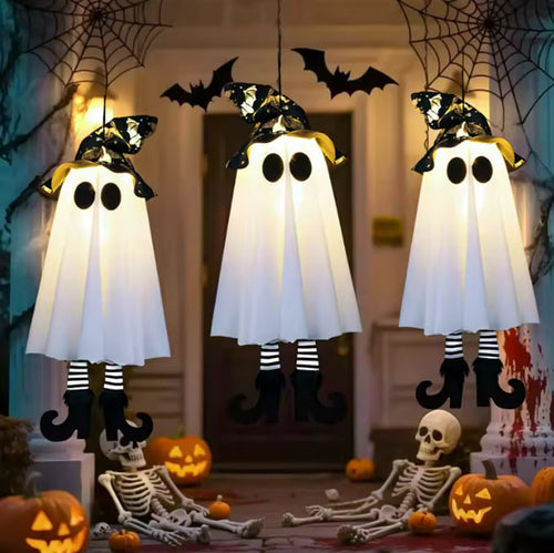Specter Light-Up Hanging Ghosts - Eerie LED Glowing Halloween Decor | Nocturne Decor