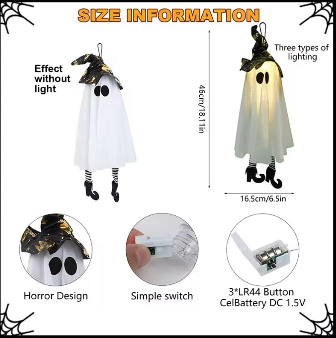 Specter Light-Up Hanging Ghosts - Eerie LED Glowing Halloween Decor | Nocturne Decor