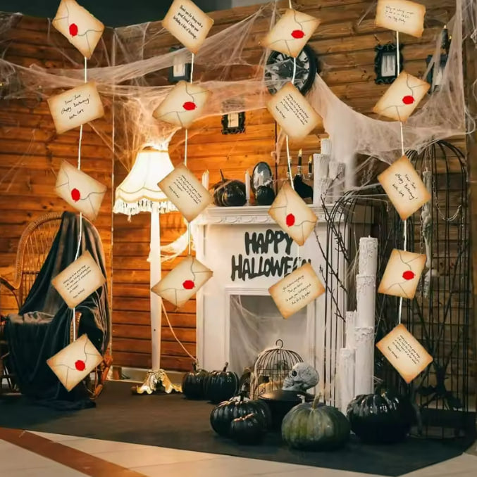 Wizard Academy Floating Acceptance Letters — Magical Floating Envelope Garland (20 Pcs) | Nocturne Decor