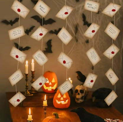 Wizard Academy Floating Acceptance Letters — Magical Floating Envelope Garland (20 Pcs) | Nocturne Decor