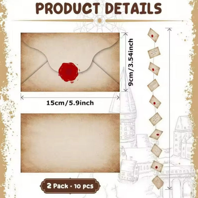 Wizard Academy Floating Acceptance Letters — Magical Floating Envelope Garland (20 Pcs) | Nocturne Decor