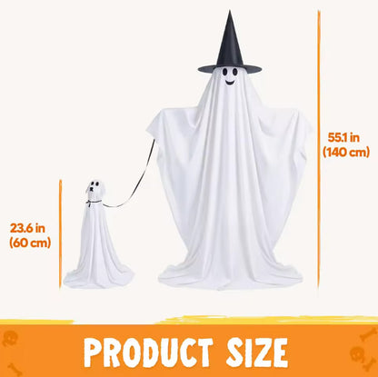 Haunted Phantom & Ghost Dog Lawn Display — Light-Up Outdoor Halloween Set (2 Pcs) | Nocturne Decor