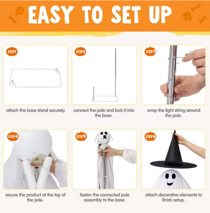 Haunted Phantom & Ghost Dog Lawn Display — Light-Up Outdoor Halloween Set (2 Pcs) | Nocturne Decor