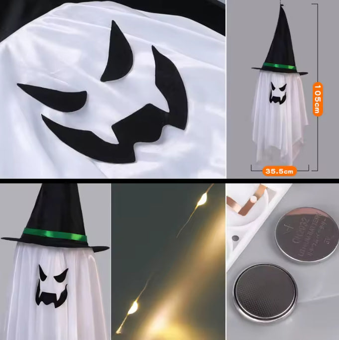 Witch’s Flight Glowing LED Hats — Hanging Spooky Phantom Garlands | Nocturne Decor