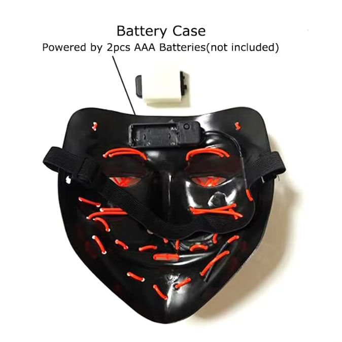 Cyberpunk Neon LED Purge Mask — Glowing Glow-in-the-Dark Horror Masquerade | Nocturne Decor