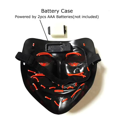Cyberpunk Neon LED Purge Mask — Glowing Glow-in-the-Dark Horror Masquerade | Nocturne Decor