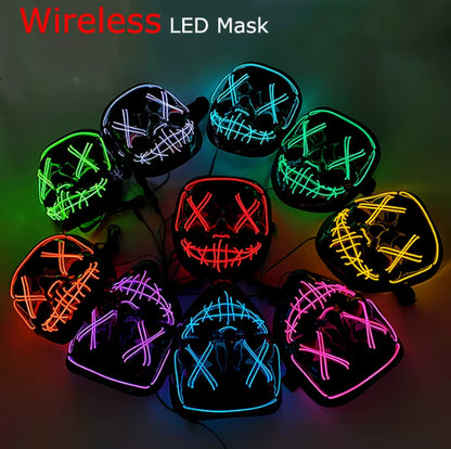 Cyberpunk Neon LED Purge Mask — Glowing Glow-in-the-Dark Horror Masquerade | Nocturne Decor