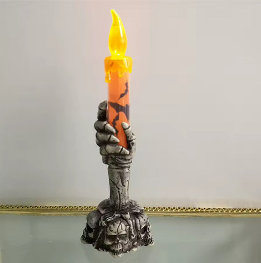 Gothic Skeleton Hand LED Candles — Spooky Flickering Witchcraft Pillar Light | Nocturne Decor