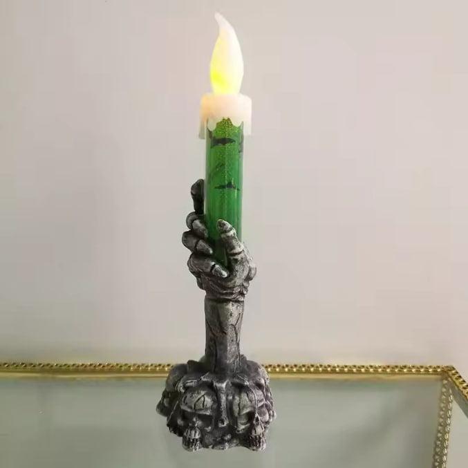Gothic Skeleton Hand LED Candles — Spooky Flickering Witchcraft Pillar Light | Nocturne Decor