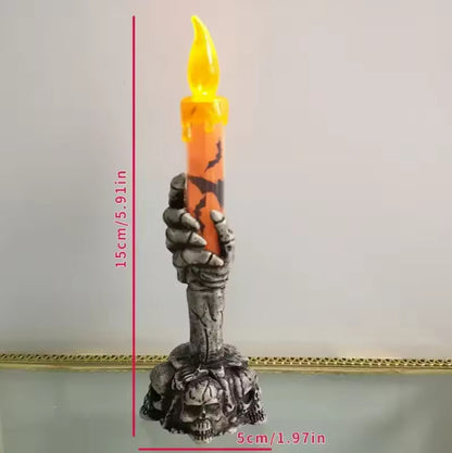 Gothic Skeleton Hand LED Candles — Spooky Flickering Witchcraft Pillar Light | Nocturne Decor