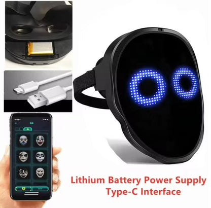 Cyberpunk Programmable LED Mask — Bluetooth App-Controlled Transforming Cyber Face | Nocturne Decor