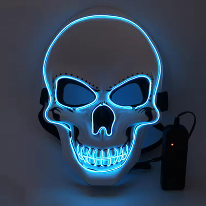 Cyberpunk Neon LED Skull Mask — Glowing Glow-in-the-Dark Horror El Wire Masquerade | Nocturne Decor