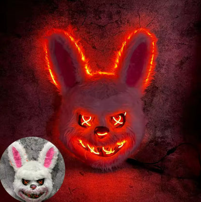 Frenzy Plush Neon LED Mask — Haunted Bloody Bear & Rabbit Horror Headwear | Nocturne Decor