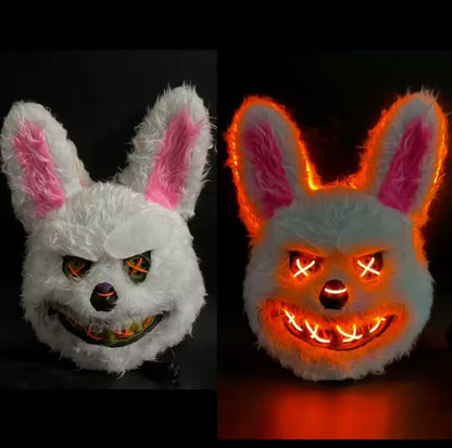 Frenzy Plush Neon LED Mask — Haunted Bloody Bear & Rabbit Horror Headwear | Nocturne Decor