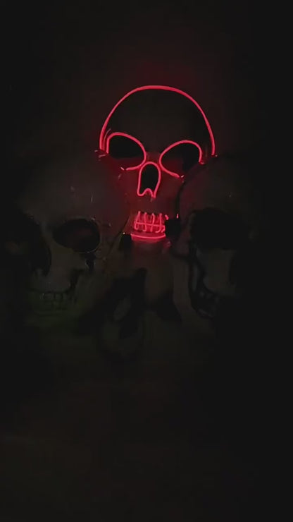 Cyberpunk Neon LED Skull Mask — Glowing Glow-in-the-Dark Horror El Wire Masquerade | Nocturne Decor
